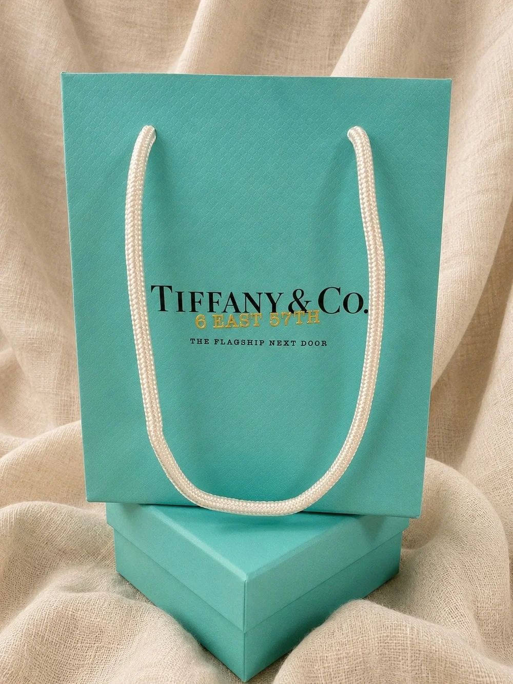 Tiffany & Co. 3 Mini Shopping Bags + Empty Gift Box | Blue Packaging | 4 Pc Set
